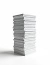 Tall stack of blank white paper sheets rests on clean surface. Stacked documents create a pile for office work or printing needs. Royalty Free Stock Photo