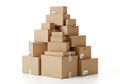Tall stack of cardboard moving boxes ready for shipping Royalty Free Stock Photo