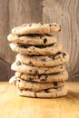 Tall stack of chocolate chip cookies Royalty Free Stock Photo