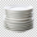 Stack of clean white ceramic dinner plates isolated on transparent background dinnerware 1 Royalty Free Stock Photo