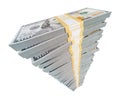 Tall Stack of One Million Dollars in One Hundred Dollar Bills Isolated on a White Background Royalty Free Stock Photo