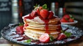 Strawberry Pancake Stack Royalty Free Stock Photo