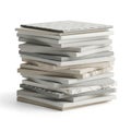 Tall stack of square shaped papers or cards on white background Royalty Free Stock Photo