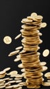 A tall stack of stacked coins. Antique gold coins, generated AI Royalty Free Stock Photo