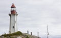 Tall stately lighthouse stands guard on Vancouver coastline.