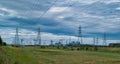 Tall steel pylons at Deeside in Wales UK