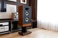 Tall Stereo Vintage Speaker in Modern Interior Royalty Free Stock Photo