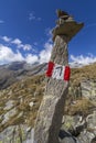 Tall stone marking a hiking trail Royalty Free Stock Photo