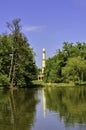 Minaret lookout tower in the park of Lednice Castle in the Czech Republic.