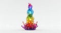 Rainbow crystal tower on white background, ai generated Royalty Free Stock Photo