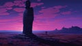 Desert Statue: A Fusion Of Dan Mumford And Aaron Douglas Art Styles Royalty Free Stock Photo