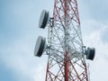 Tall towers are equipped with 5g or 4g mobile phone antennas.