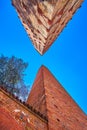 Tall towers are the remains of medieval architectural style of Pavia, Italy Royalty Free Stock Photo