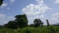 Clouds rise in sky in India country side remot village