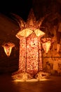 Tall Vesak lantern decorated or completely covered with onion peels, Sri lankan vesak festival celebrations