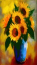 A Tall Vibrant Vase of Stunning Freshly Cut Russian Sunflowers AI Generative