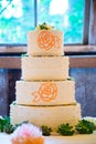 Tall Wedding Cake at Reception Royalty Free Stock Photo