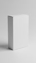 Tall White Blank Product Packaging Box Mockup Isolated on a Clean Grey Minimalist Background Royalty Free Stock Photo