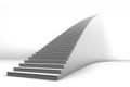 Tall White Curved 3D Illustrated Staircase on Bright White Background