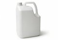 A tall white plastic jerrycan with a handle isolated on white background Royalty Free Stock Photo