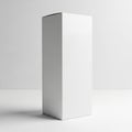 Tall White Rectangular Cardboard Box Standing Upright on a White Surface with Soft Shadows Royalty Free Stock Photo