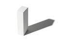 Tall white rectangular object casting a long shadow on a white background Royalty Free Stock Photo