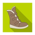 Tall winter boots made of wool with Velcro. Shoes for explorers.Different shoes single icon in flat style vector symbol