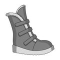 Tall winter boots made of wool with Velcro. Shoes for explorers.Different shoes single icon in monochrome style vector