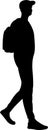 A tall young man walking with bag, silhouette vector Royalty Free Stock Photo