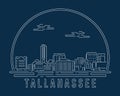 Tallahassee - Cityscape with white abstract line corner curve modern style on dark blue background, building skyline city vector