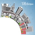 Tallahassee Florida City Skyline with Color Buildings, Blue Sky and Copy Space. Tallahassee Cityscape with Landmarks. Travel and