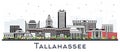 Tallahassee Florida City Skyline with Color Buildings Isolated on White. Vector Illustration. Tallahassee Cityscape with Landmarks