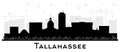 Tallahassee Florida City Skyline Silhouette with Black Buildings Isolated on White. Vector Illustration. Tallahassee Cityscape