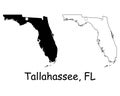 Tallahassee Florida FL State Border USA Map