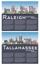 Tallahassee Florida and Raleigh North Carolina City Skyline Set