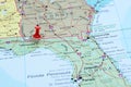 Tallahassee pinned on a map of USA