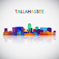 Tallahassee skyline silhouette in colorful geometric style.