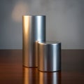 The taller cylinder is on the left, while a shorter one is on the right Royalty Free Stock Photo
