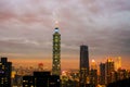 Tallest building of the world Taipei 101 sunset view of elephant