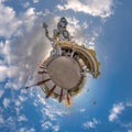 tallest hindu shiva statue in india on mountain near ocean on little planet in blue sky with evening clouds, transformation of