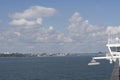 Tallin city viewed from a cruise ship sailing on finland gulf Royalty Free Stock Photo