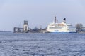 Tallink cruise ferry stands in Freeport Riga Passenger Terminal, the Baltic Sea region, Europe