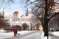 Monastery gate at winter. Tallinn. Estonia Royalty Free Stock Photo