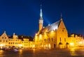 Tallinn central Town Hall Square by night (Raekoja plats) Royalty Free Stock Photo