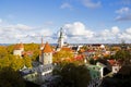 Tallinn city view, colorful roofs and buildings