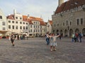 Tallinn, Esntonia - 09.2019: Top view of the old city of Tallinn. Raekoja Square