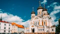 Tallinn, Estonia. Alexander Nevsky Cathedral. Famous Orthodox Cathedral. Popular Landmark And Destination Scenic. UNESCO Royalty Free Stock Photo