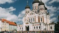 Tallinn, Estonia. Alexander Nevsky Cathedral. Famous Orthodox Cathedral. Popular Landmark And Destination Scenic. UNESCO