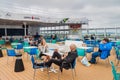 TALLINN, ESTONIA - AUGUST 24, 2016: Deck of MS Finlandia cruiseferry owned and operated by the Finnish ferry operator