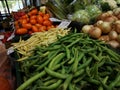 Tallinn, Estonia-August 2019, food market of local farmers. Fresh Green Beans